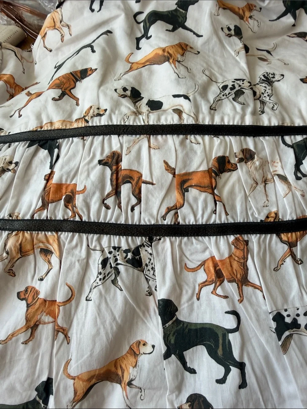 Anthro Blouse Leandra Maeve Cropped Dog Print Cream Black Brown SIZE MEDIUM NEW - Picture 6 of 7
